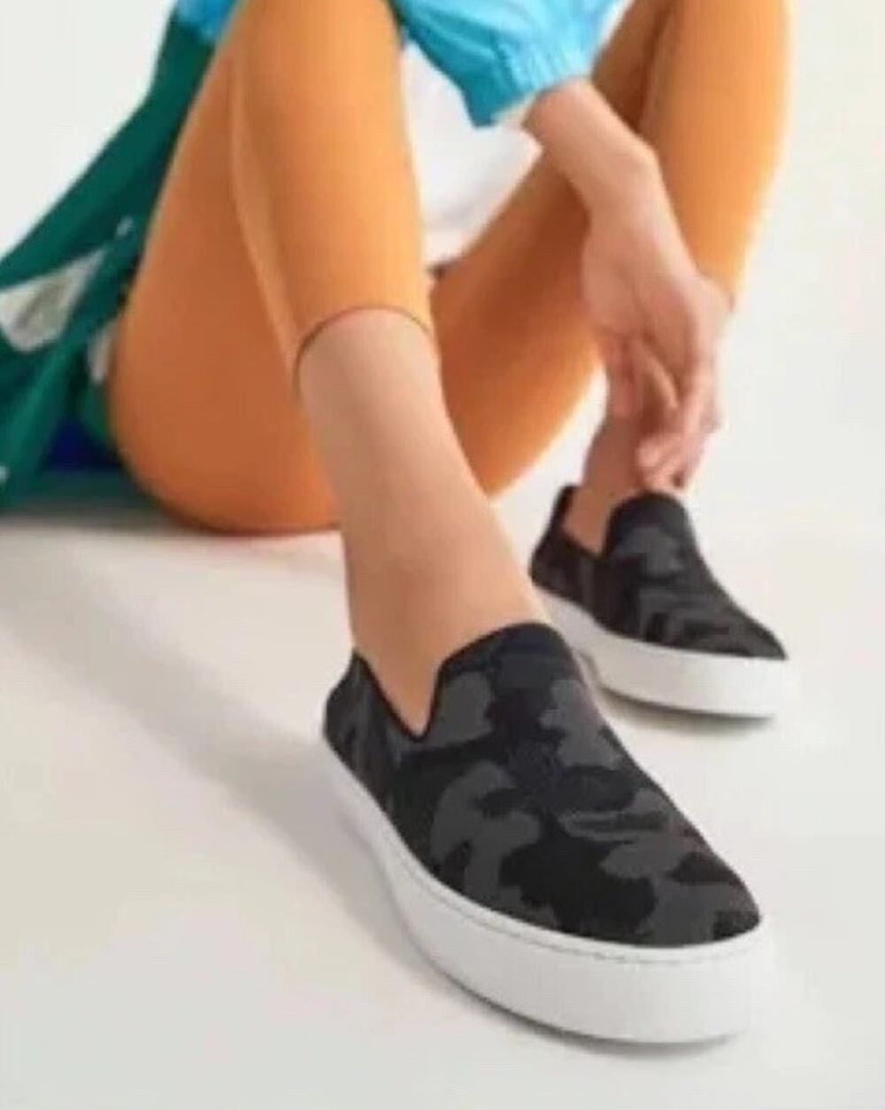 Rothy's The Original Slip On Womens 10 Sneakers Shoes Black Grey Camo